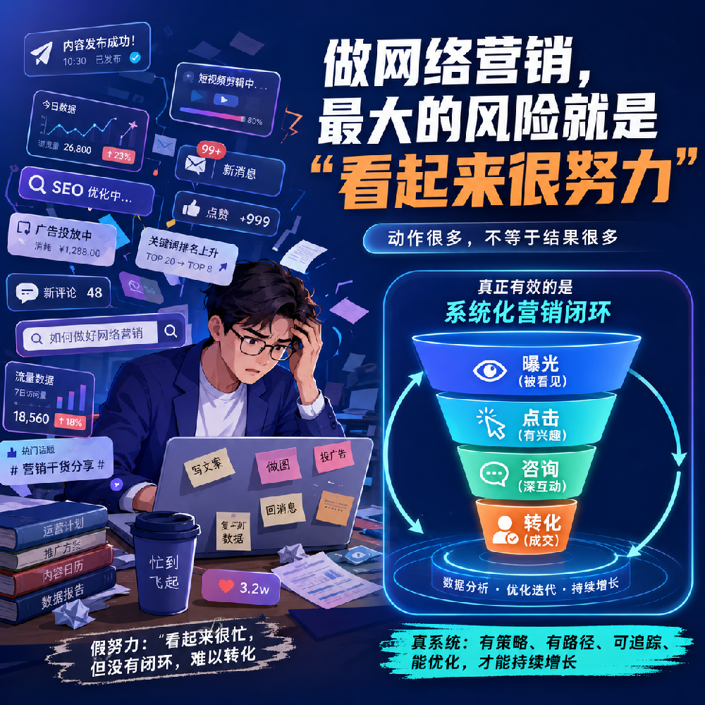 做网络营销，最大的风险就是“看起来很努力”